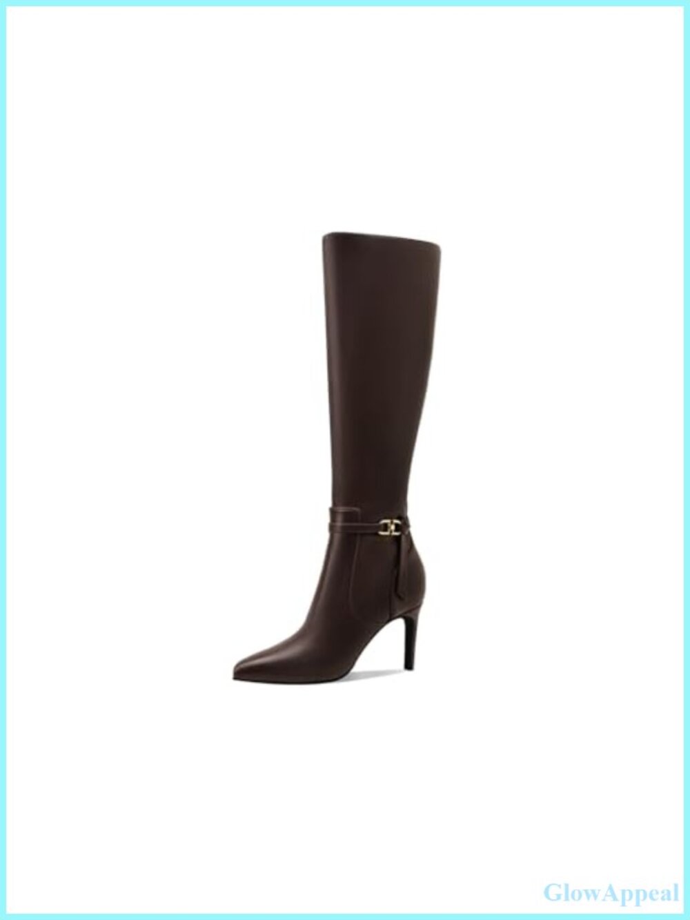 Knee High Boots Pointed Toe 3 Inch Heel Faux Leather Suede Bow Buckle